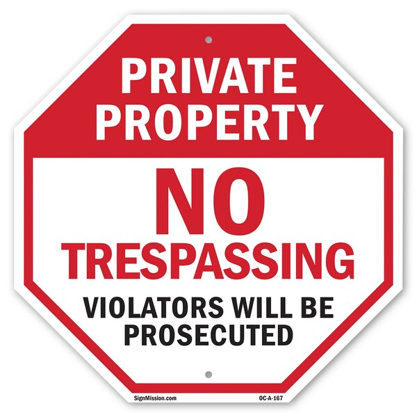 Signmission Private Property No Trespassing Vio, 6 Inch X 6 Inch, Plastic Sign OC-P-6-167 - main