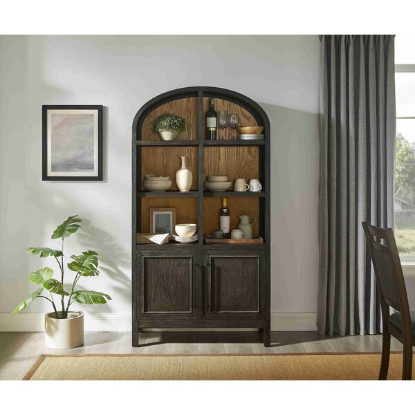Martin Furniture Modern Wood Arched Display Cabinet/Bookcase, Office Shelving, Storage Cabinet, Fully Assembled, Black IMOL4076DB - main