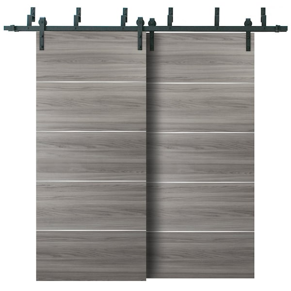 Sartodoors Barn Bypass Doors with 6.6ft Hardware, Planum 0020 Ginger Ash, Sturdy Heavy Duty Rails Kit Steel Se PLANUM0020BBB-GA-4884 - main