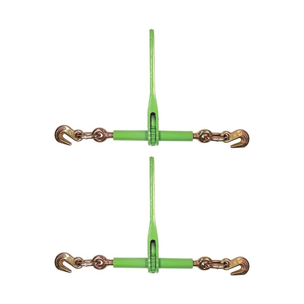 Mytee Products 5/16 in-3/8 in Hi-Viz Green Ratchet Chain Binder, 5/16 in Grab & 1/2 in Slip Hook, 2PK CBRS516-SGx2 - main