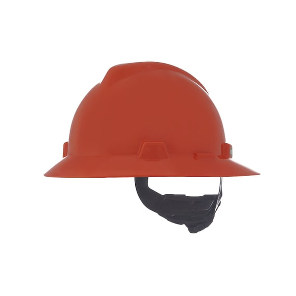 Msa Safety V-Gard Slotted Full Brim Hard Hat, Fas-Trac III Suspension, Type I, Class E, Orange 496075 - main