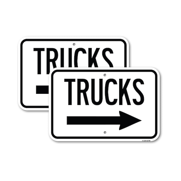 Signmission Trucks Sign Trucks With Right Arrow, 18'' X 24'' 2 Signs, Heavy Gauge Aluminum, 2PK A-1824-2PACK-22780 - main