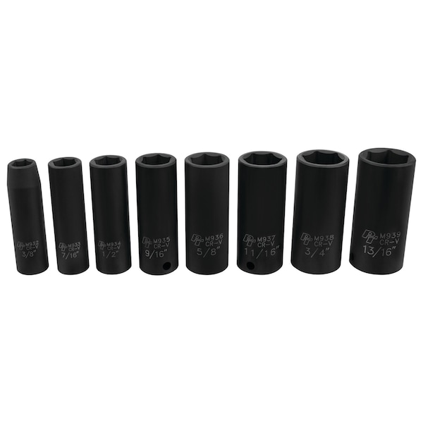 Performance Tool 8 pc. 3/8 in. Dr. SAE DW Impact Socket Set, SAE, Impact Sockets, CrV M594DB - main