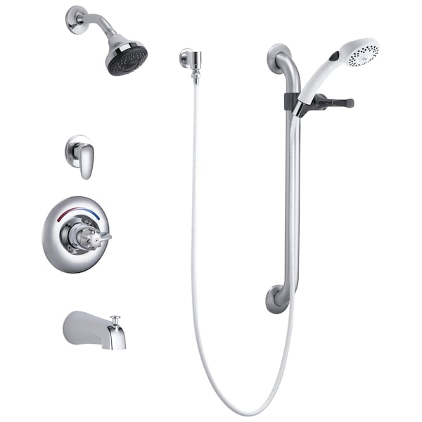 Delta Commercial T13H Universal Tub And Dual Shower Trim Diverter Hand Shower And Grab Bar In Chrome T13H933 - main