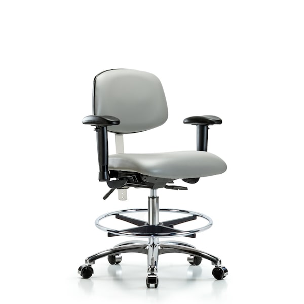 Blue Ridge Ergonomics Med Bench Chair, Vinyl, CF, Cast, Dov, CL100, 6-Way Adjustable, 22" to 29" Height, Dove BR-NCR-VMBCH-CR-T0-A1-CF-CC-8567 - main