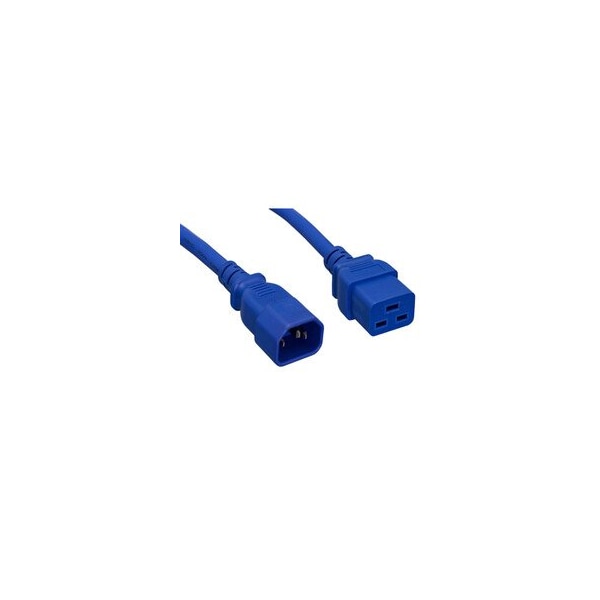 Cable Wholesale Power Cord, C14 to C19, 14 AWG, 15 Amp, Blue, 4 foot 10W2-32204BL - main
