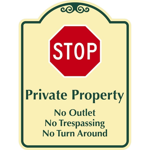 Lyle Private Property No Outlet No Trespassing No Turn, 12x18, Engineer Grade, Tan G-2450-EG_12x18 - main