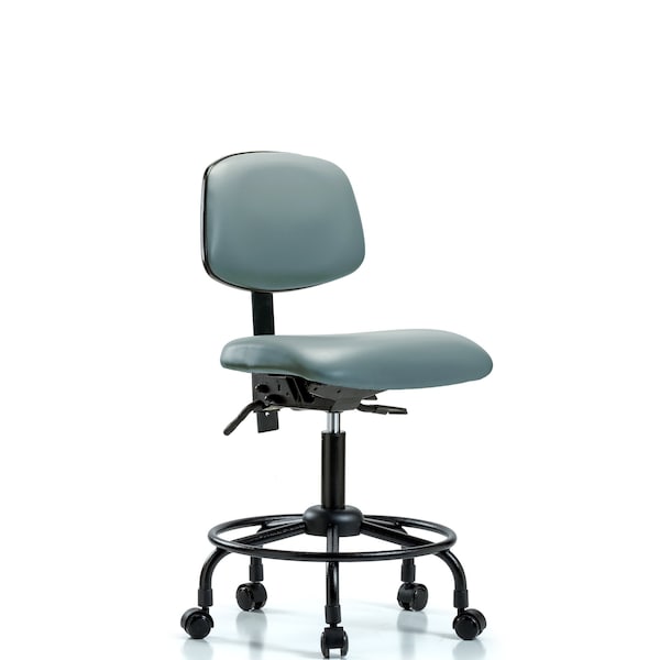Blue Ridge Ergonomics Vinyl Chair, Desk, Round Tube Base, Tilt, Casters, Storm BR-VDHCH-RT-T1-A0-RC-8822 - main