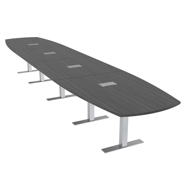 Skutchi Designs Arc Boat Conference Table With Power, 48 in W, 216 in L HAR-ABOT-48X216-T-WA7949-ESIL - main