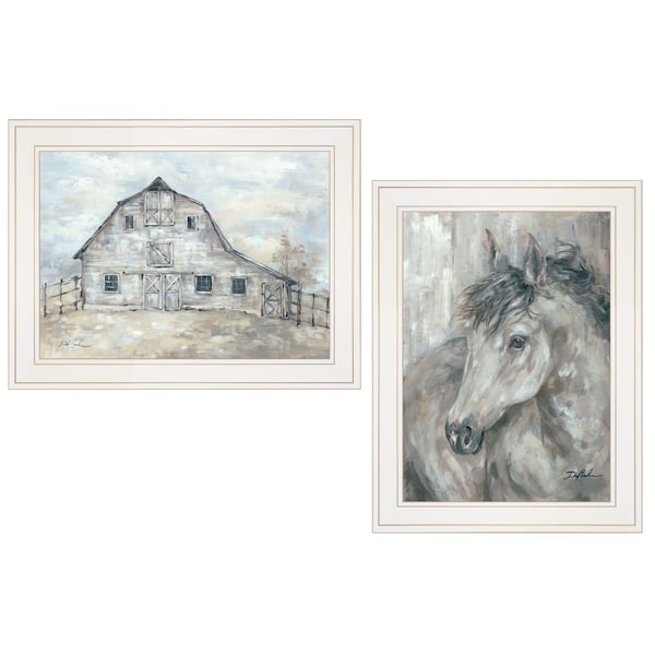 Homeroots Set Of Two TRUE Spirit Horses 1 White Framed Print Wall Art, 2PK 406142 - main