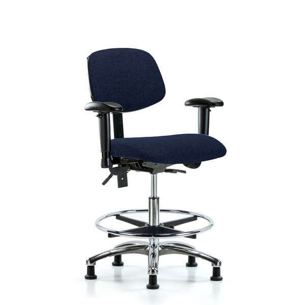 Blue Ridge Ergonomics Medium Bench Chair Chair, Fab, Med Ben, Chr Tilt AA CF Gld Nav, Adjustable Arms, 22" to 29" Height BR-FMBCH-CR-T1-A1-CF-RG-F45 - main