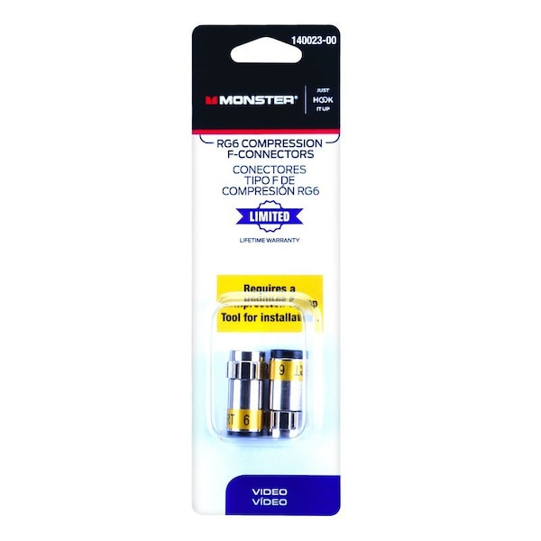 Monster Cable Just Hook It Up Compression RG6 Compression Connector, 2PK 140023-00 - main
