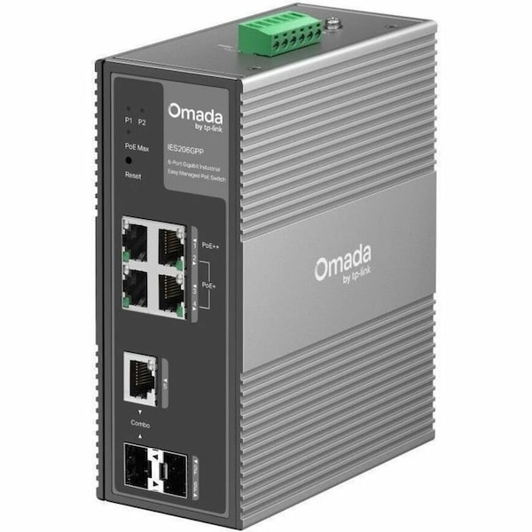 Tp-Link OMADA 6-PORT GIGABIT INDUSTRIAL EASY MANAGED SWITCH WITH 3-PORT POE+ AND 1-PORT IES206GPP - main