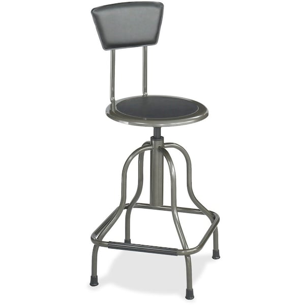 Zoro Select Round Stool with Backrest, Height 22-1/2" to 27"Pewter 6664 - main