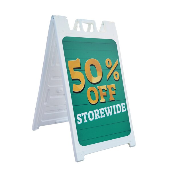 Signmission 50% Off Storewide, A-Frame & 2 Decals Installed, Heavy-Duty Plastic Frame SBHD-D-2436-30334 - main