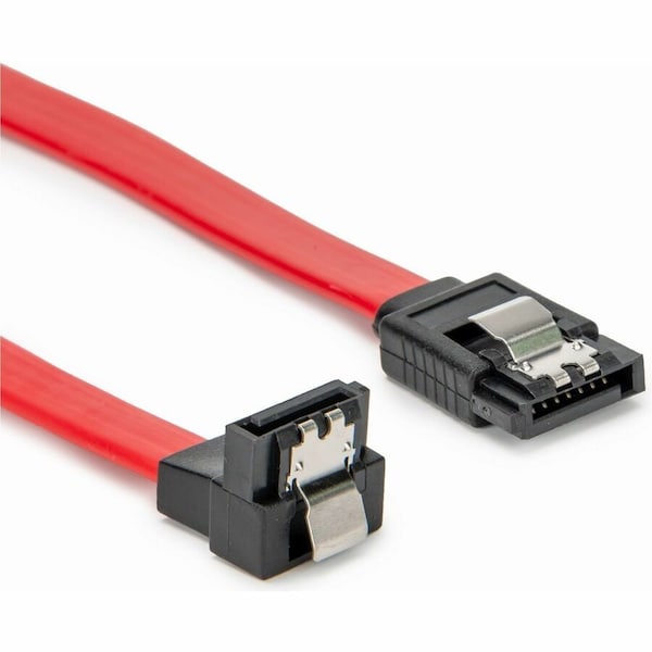 Rocstor PREMIUM 12IN 1FT LATCHING SATA TO RIGHT ANGLE SATA SERIAL ATA - 7-PIN STRAIGHT Y10C857-RD - main