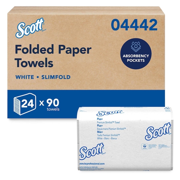 Scott Scott Control Slimfold Multifold Paper Towels, 1 Ply, 90 Sheets, White, 24 PK 04442 - main