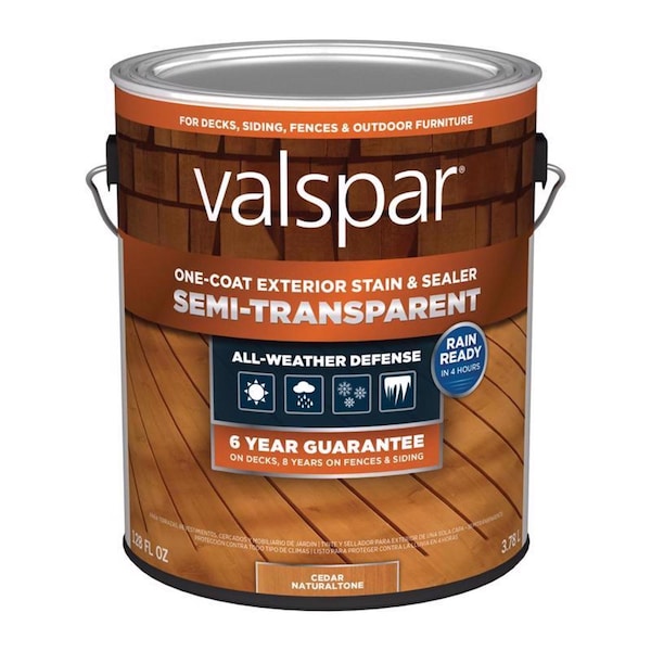 Valspar One-Coat Semi-Transparent Cedar Natural tone Stain and Sealer 1 gal VL1028083-16 - main