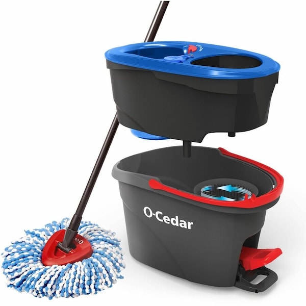 O-Cedar Mop with Bucket EasyWring Rinse Clean 12in W Spin Black/Red 168534 - main