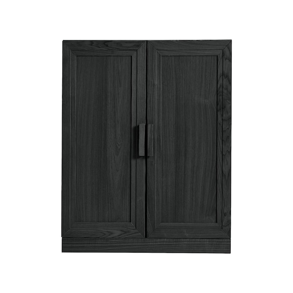 Homeroots 31in Black Wood Corner Accent Cabinet With Two Doors 719677 - main