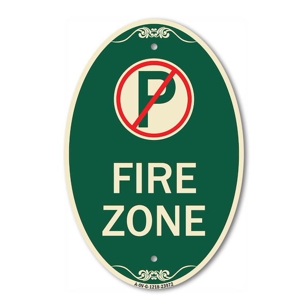 Signmission Fire Zone No Parking Symbol, 12 In X 18 In Architectural Oval, Heavy Gauge Aluminum A-OV-G-1218-23972 - main