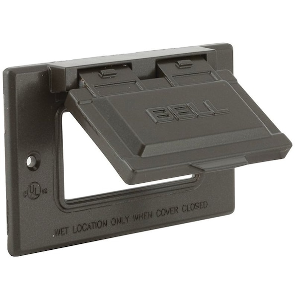 Hubbell Cover, 2-13/16 in L, 4-9/16 in W, Metal, Bronze, Powder-Coated 5101-7 - main