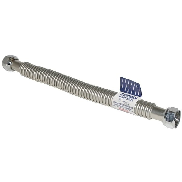 Ez-Flo Eastman WaterFlex Series 0 Corrugated Flexible Water Heater Connector, 34 in, FIP, Stainless Steel, 12 in L 437012 - main