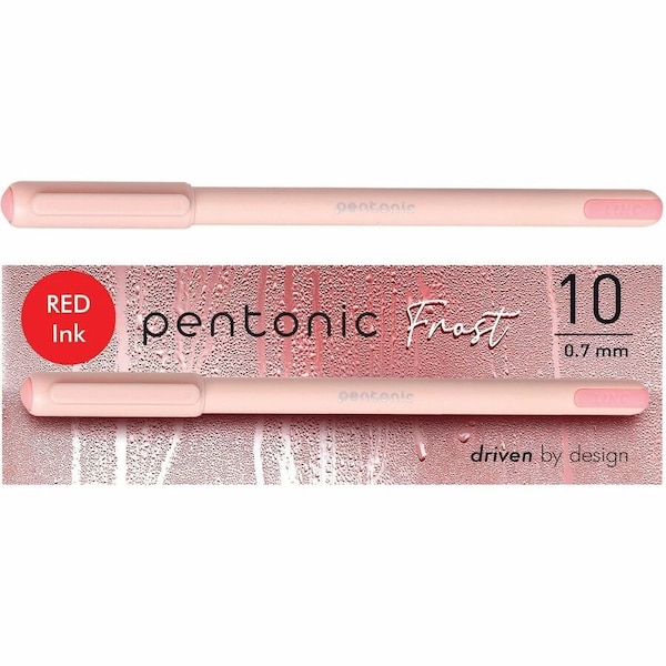 Pentonic Frosted Barrel Ballpoint Pens, 0.7 mm Fine Pen Point, Red Ink, Frost, Pink Barrel, 120PK PEN13087 - main