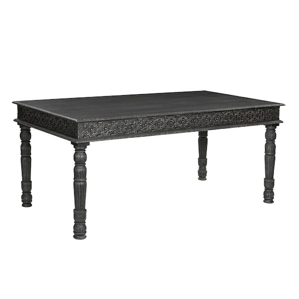 Homeroots 72" Black Solid Wood Dining Table 521838 - main
