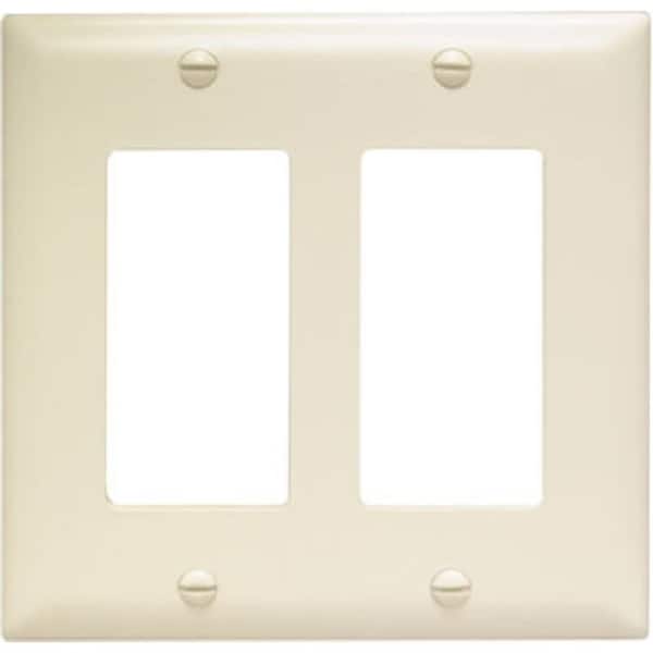 Legrand TradeMaster TP Wallplate, 4.6875 in L, 4-3/4 in W, 2 -Gang, Nylon, Light Almond TP262LACC30 - main