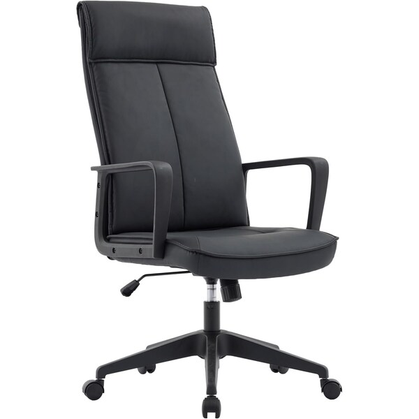 Leisuremod Aiaria Ergonomic High Back Office Chair - PU Leather/Polyester, Adjustable, Swivel, Comfortable AO50BLL - main