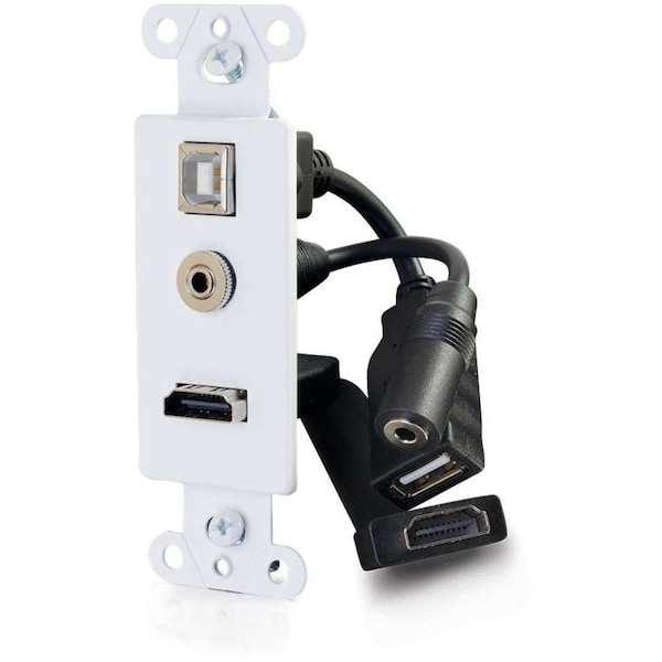 C2G HDMI®, USB AND 3.5MM AUDIO PASS THROUGH DECORATIVE WALL PLATE - WHITE 39873 - main