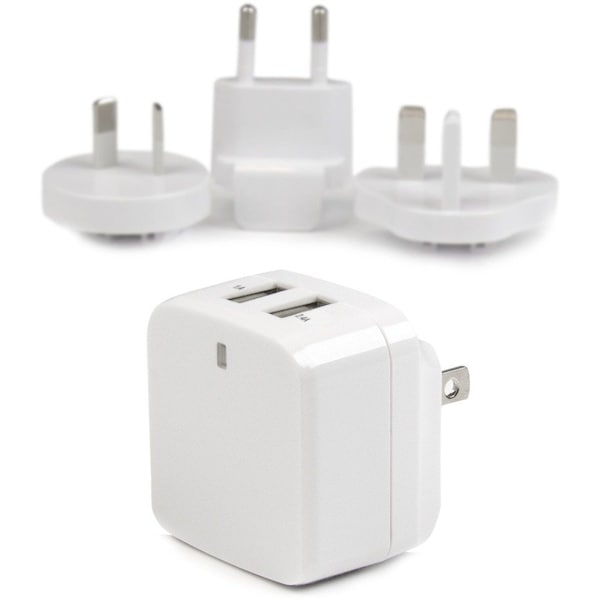 Startech.Com White Dual Port USB Wall Charger - High Power (17 Watt / 3.4 Amp) - Travel Charger (International) USB2PACWH - main