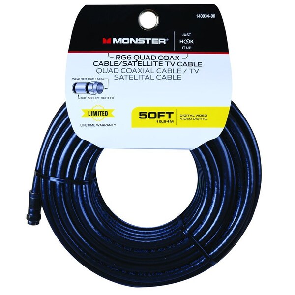 Monster Cable Just Hook It Up 50 ft. Weatherproof Video Coaxial Cable 140034-00 - main