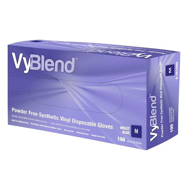 Safety Zone Synthetic Vinyl Powder Free 4.5 mil Gloves - Blue-Violet, Med - Case of 1000 GL-VN104VBFM - main