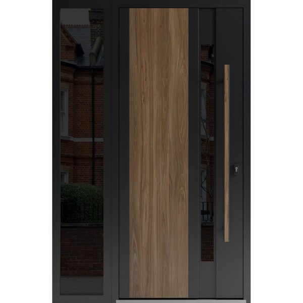 Vdomdoors Steel Door Dekton 0163 Venezia Noce Side Exterior Window Sidelite Entry Door Painted W36+16xH80 Lef DEKTON0163EXD-VEN-W36+16xH80-LH-I - main
