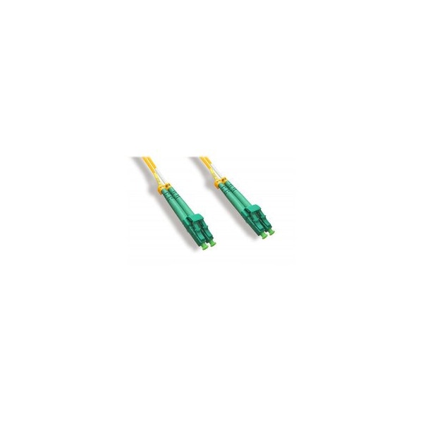 Cable Wholesale LC/APC OS2 Duplex 2.0mm Fiber Optic Patch Cord, OFNR, Singlemode 9/125, Yellow Jacket, Green LCLC-01505 - main