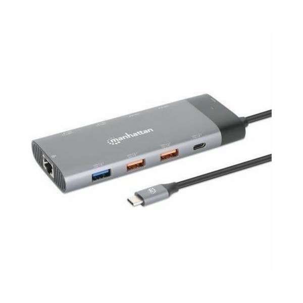 Manhattan - Strategic USB-C PD 10-IN-1 DUAL MONITOR 8K DOCKING STATION / MULTIPORT HUB 130714 - main