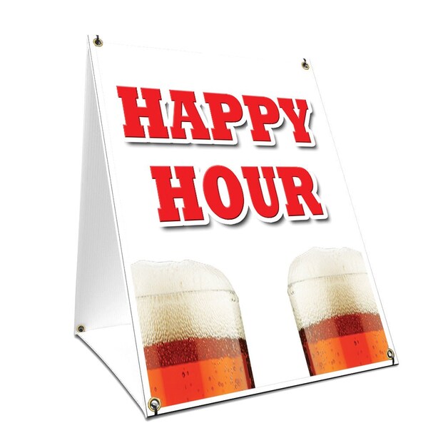 Signmission Happy Hour, 36 Inch x 24 Inch A-frame Yard Sign, Plastic Sign SBC-2436-Happy Hour - main