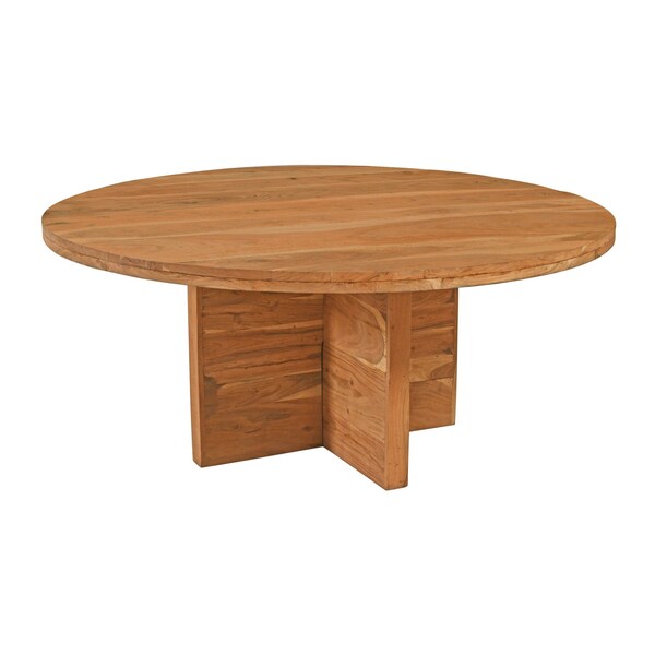 Homeroots 70" Natural Rounded Solid Wood Dining Table 488703 - main