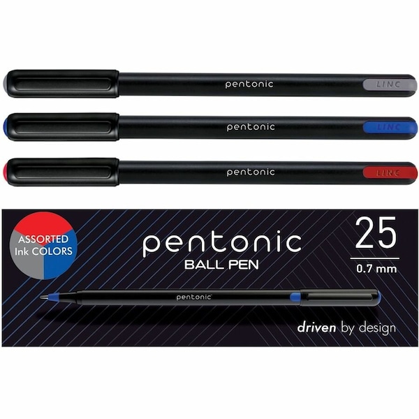 Pentonic Ballpoint Pen Set, 0.7 mm Pen Point, Assorted Ink, Nickel Silver Tip, 48PK PEN12126 - main