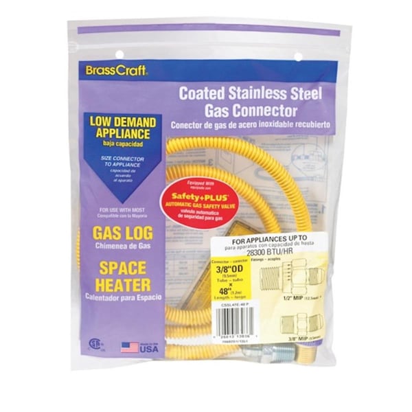 Safety Plus CSSL47R48P 0.25 x 0.5 x 0.38 in. M48 Stainless Steel Gas Connector 4239984 - main