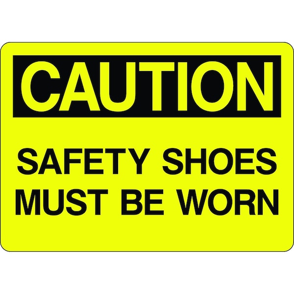 5S Supplies Caution Sign - Safety Shoes Must Be Worn 10in x 14in Adhesive Vinyl Sign CAUT0109-1014-AV - main