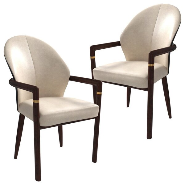 Leisuremod Opaline Series Elegant Wooden Dining Chair in Black Velvet and Taupe, 2PK OC24BLTP2 - main