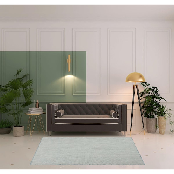 Homeroots 5' X 7' Aqua Geometric Power Loom Area Rug 522028 - main