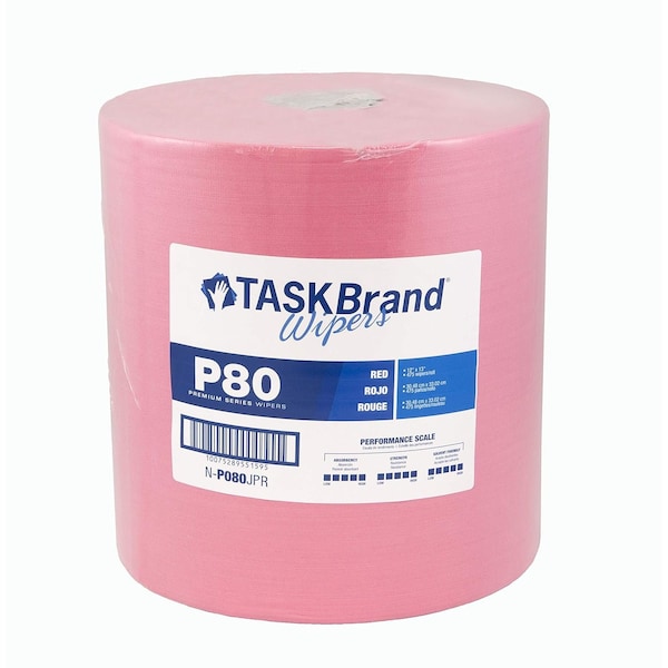 Hospeco TaskBrand P80 Hydrospun Jumbo Roll, Red, 12X12, 475 Sheets/Roll N-P080JPR - main