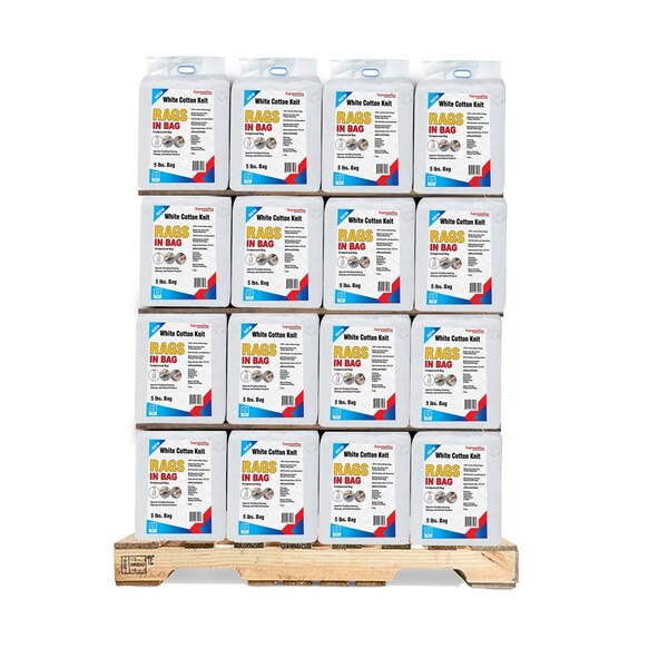 Supremeplus New White Knit T-Shirt Cleaning Rags, 800 lbs. Pallet, 160 x 5 lbs. Bags, 160PK SP-9534 - main