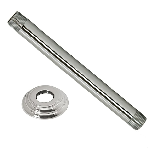 Westbrass 1/2" IPS x 8" Ceiling Mounted Shower Arm W/ Flange in Polished Nickel D3608A-05 - main