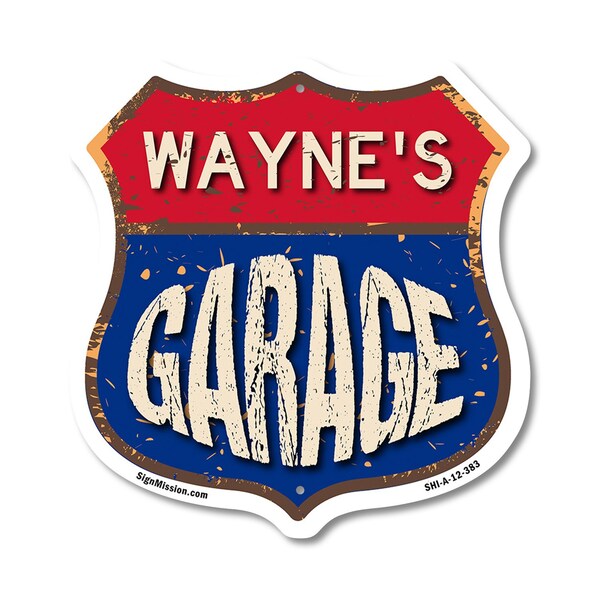 Signmission Wayne's Garage, 12 Inch X 12 Inch, Aluminum Metal Sign SHI-A-12-383-WAYNE - main