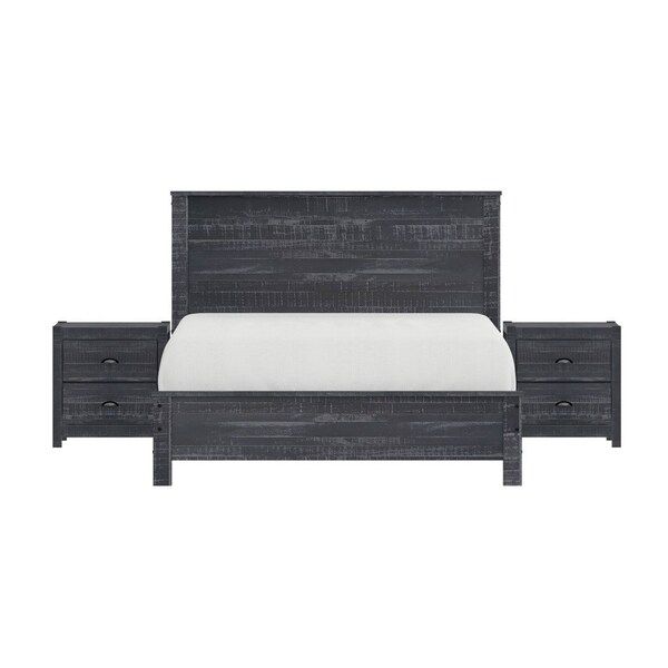 Homeroots Three Piece Gray Solid Wood Bedroom Set 523977 - main